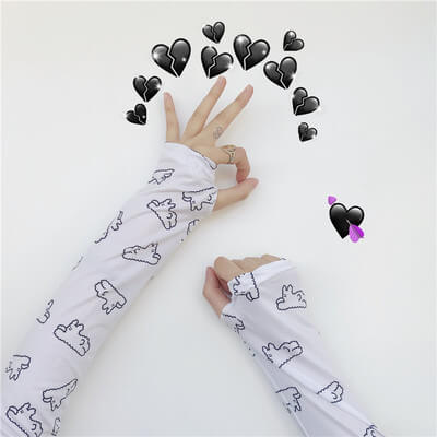 INS CUTE SMILE CLOUD ICE SILK SUN PROTECTION GLOVES BY52705