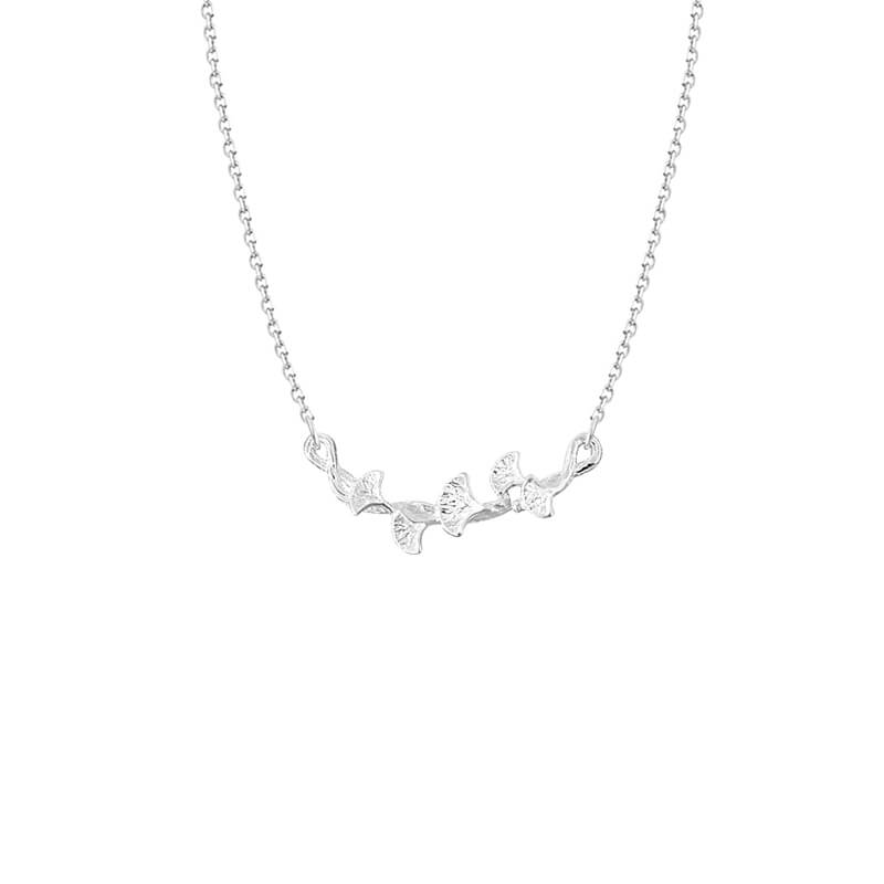 ginkgo leaf  S925 Sterling Silver fairy Necklace BY8063