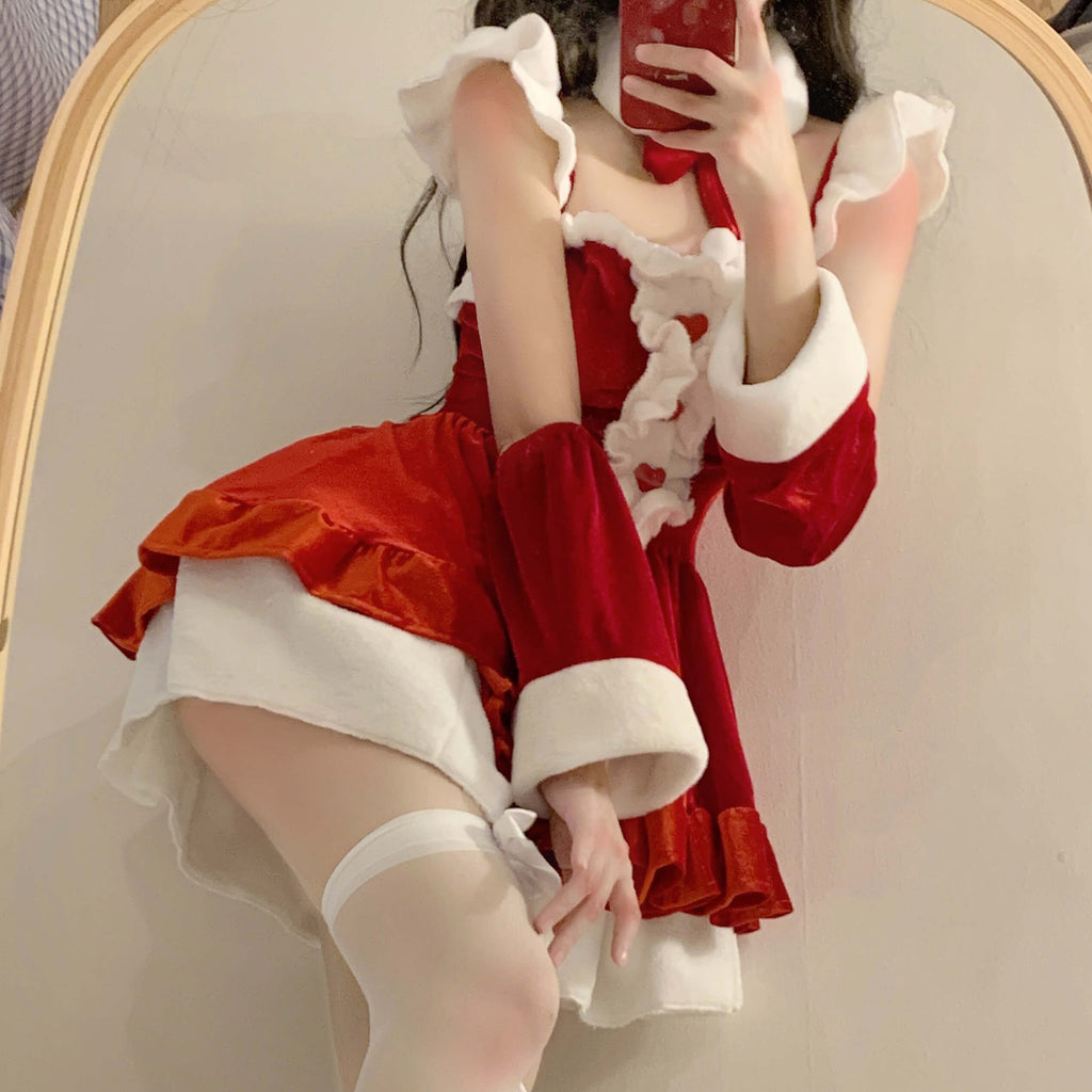 Christmas suit ear bow suspender dress by90011