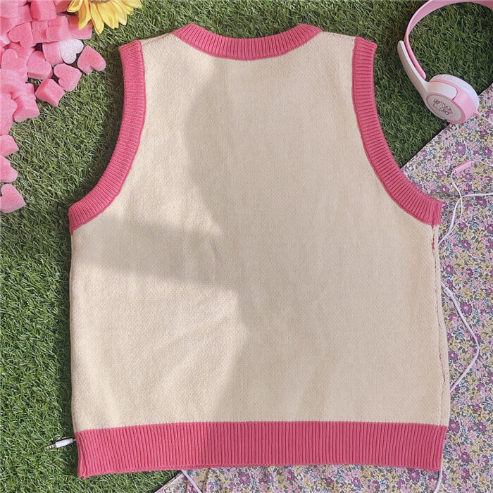 Japanese CUTE pink heart student versatile vest BY9023