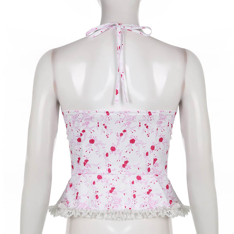 Pure sexy girl small floral lace sling vest BY4099