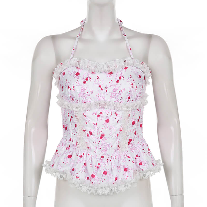 Pure sexy girl small floral lace sling vest BY4099