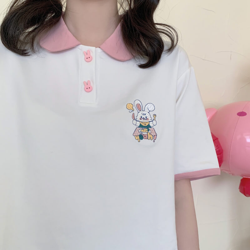 Japanese cute rabbit polo T-shirt BY7091