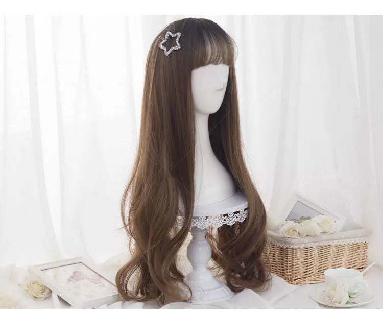 CUTE AIR BANGS ROUND FACE LONG ROLL WIG BY1199