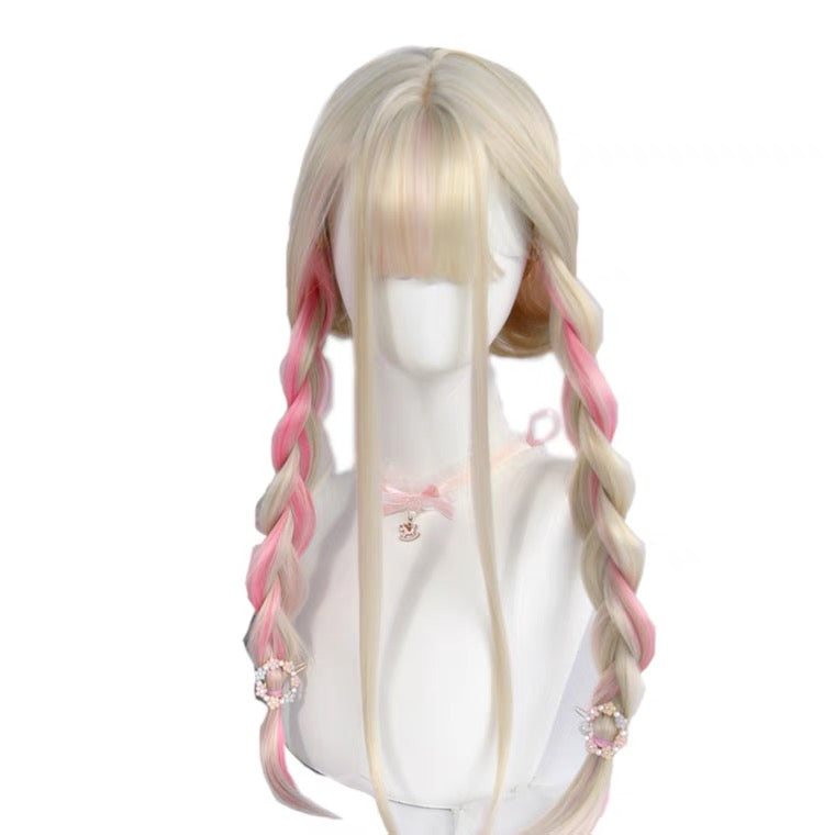 [WHITE PEACH MILK] MIXTURE LONG STRAIGHT WIG BY90142
