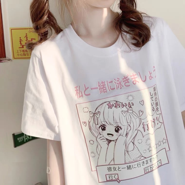 JAPANESE CUTE PREPPY GIRL PRINT T-SHIRT BY50056