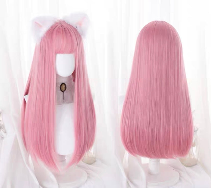 Lolita pastel pink jk cos long straight wig BY7011