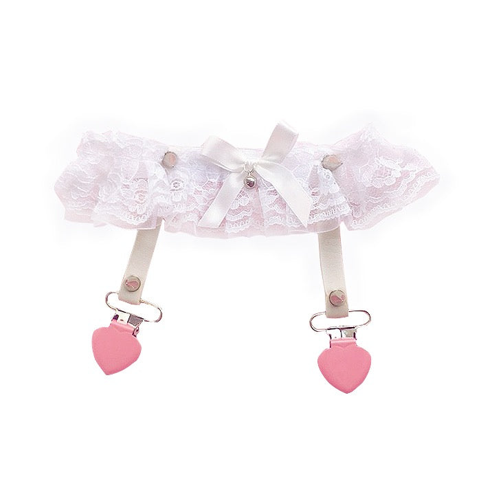 Pink girly floral cross thigh ring non slip sock clip BY3300