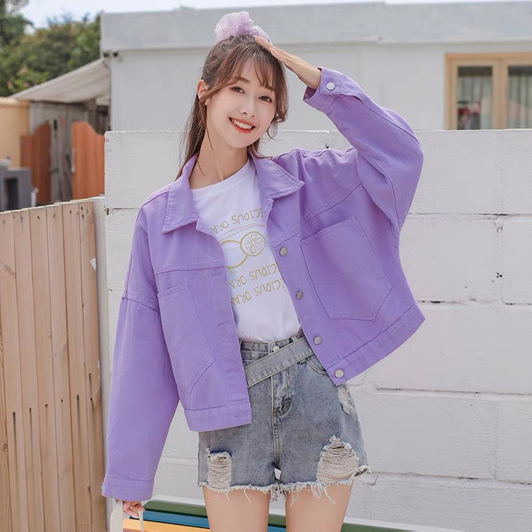 INS FASHION CANDY COLORS DENIM JACKET BY70095