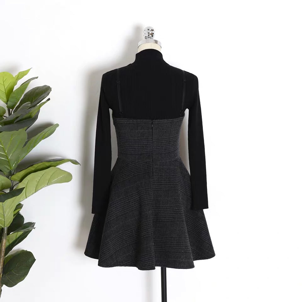 DARK GRAY PLAID TWO PIECES SUIT BY00001