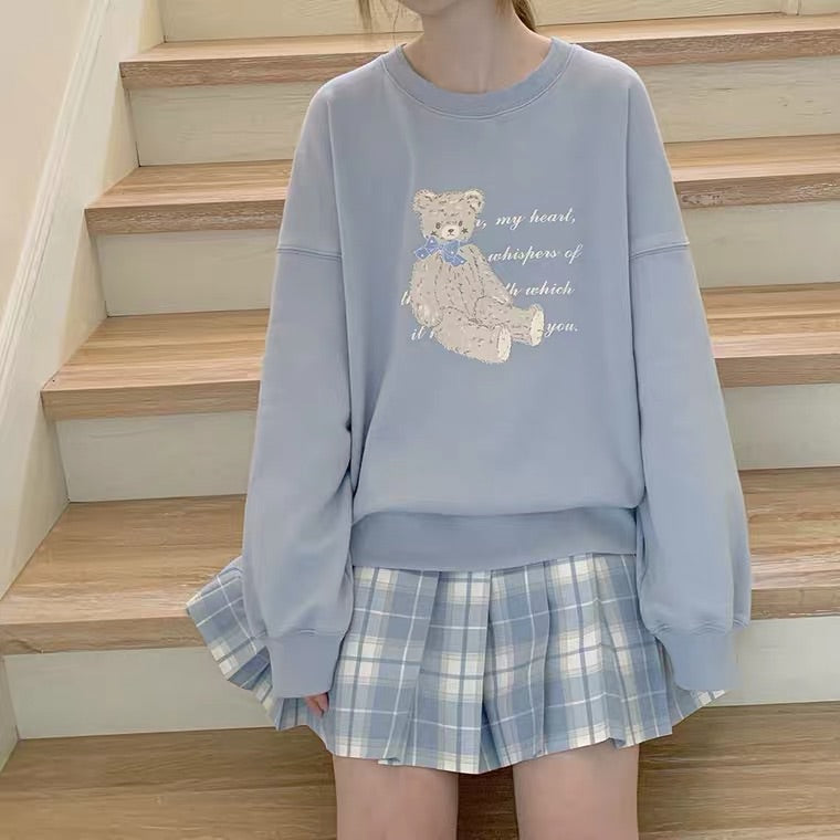 CUTE BLUE BEAR SWEATSHIRT BY46666 aleeby