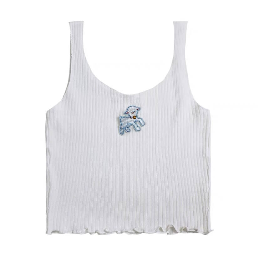 Lovely lamb embroidered suspender top female BY0331