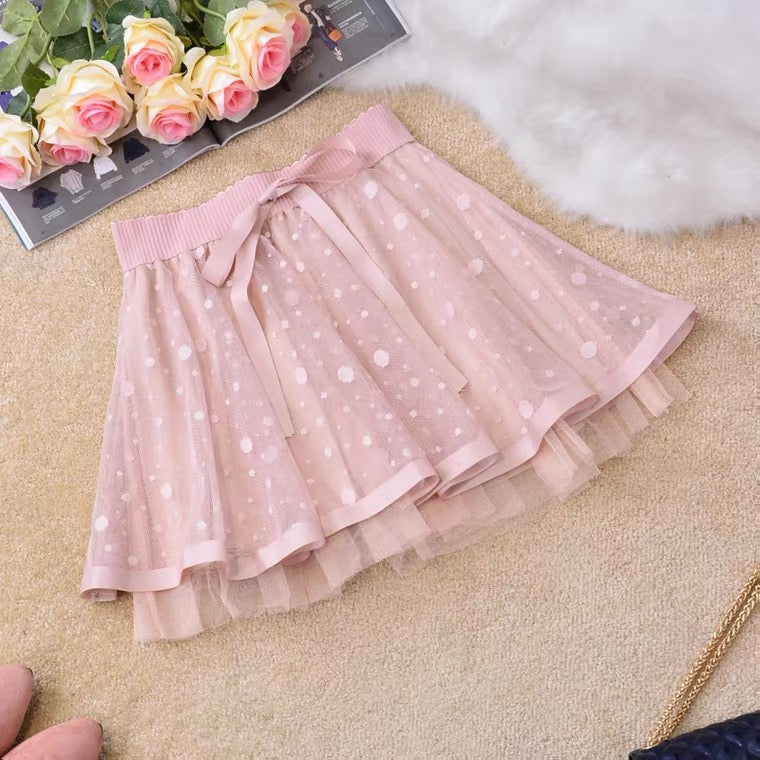 2022 new sweet mesh lace point princess skirt BY4050