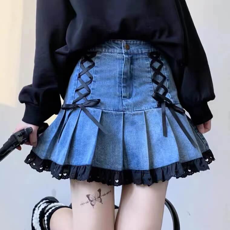2022 New cute lace denim skirt BY4056