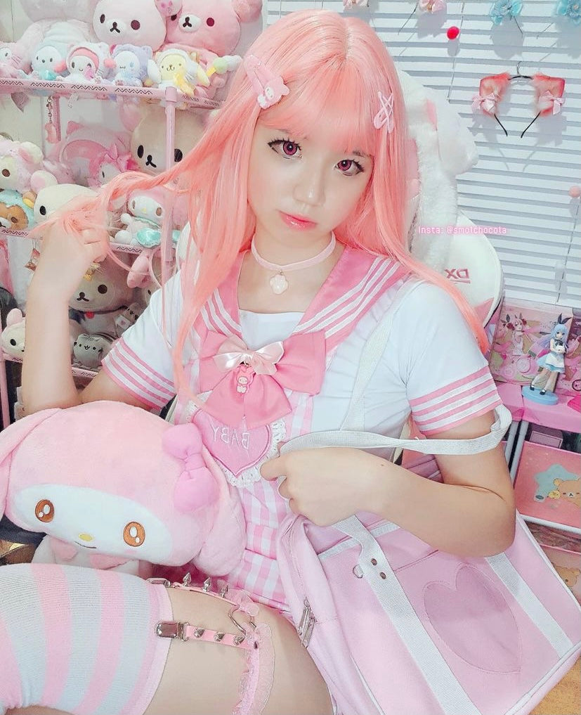 LOLITA ''PEACH PINK'' LONG STRAIGHT WIG BY02233