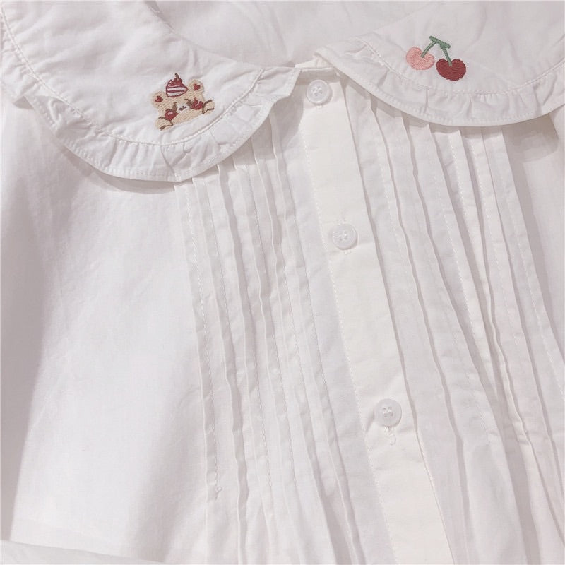 JAPANESE “CHERRY & BEAR” EMBROIDERED SHIRT BY44444