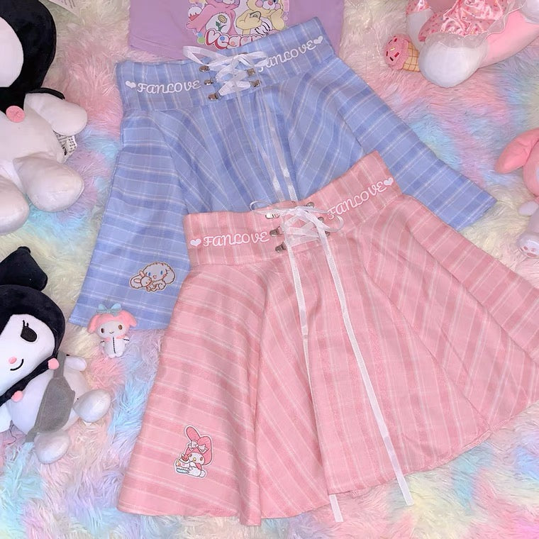 Japanese harajuku cute Sanrio plaid skirt BY3302