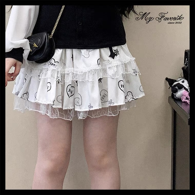 Sacrificial bear summer lace high waist skirt BY4090