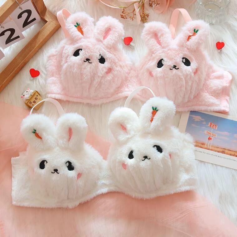 Moon Rabbit-Girls' Plush Underwear Japanese Cute Ribless Bra BY0330