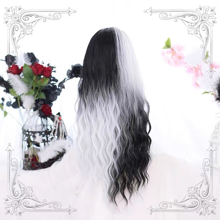 ALEEBY [Arrogance and greed] BLACK WHITE WATER WAVE LONG WIG BY10003