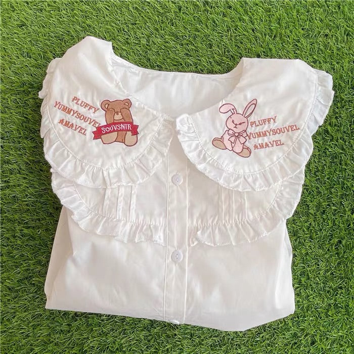 CUTE BUNNY EARS EMBROIDERY SHIRT BY39001