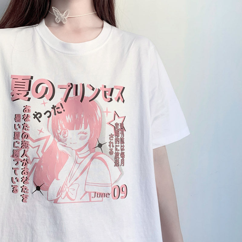 JAPANESE CUTE SOFTGIRL PRINTING OVERSIZE T-SHIRT BY50070