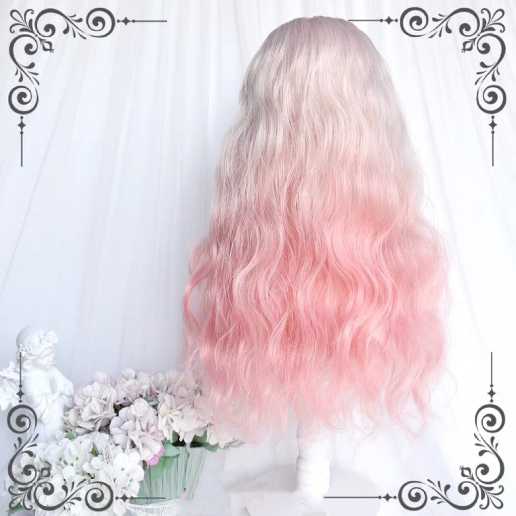 Lolita pink gradient long curly wig BY107