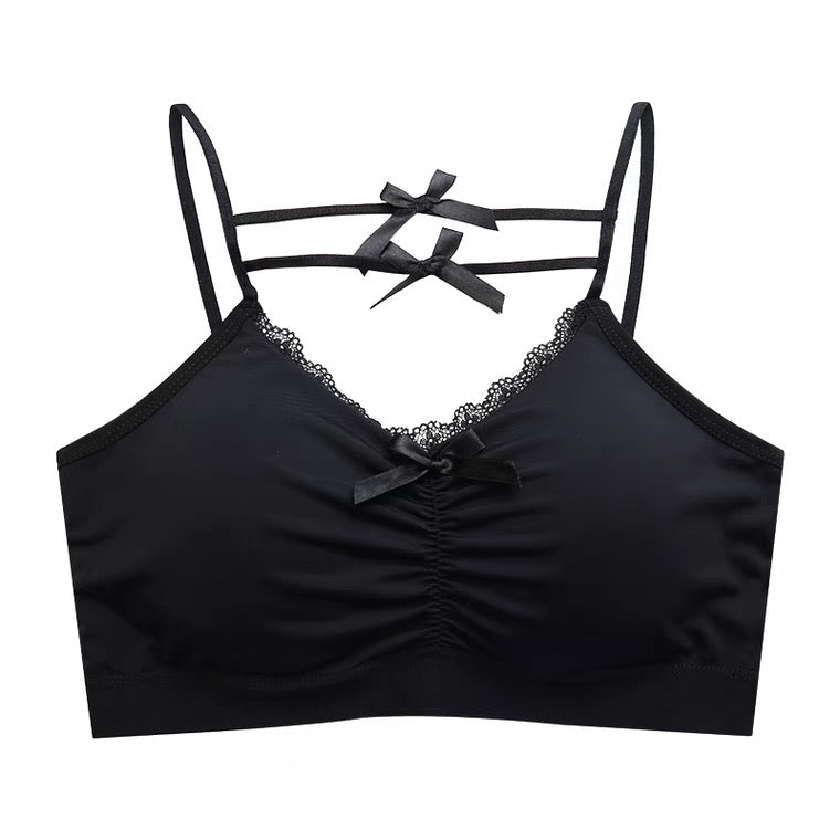 INS WHITE/BLACK LACE BOW TUBE TOP BY70080
