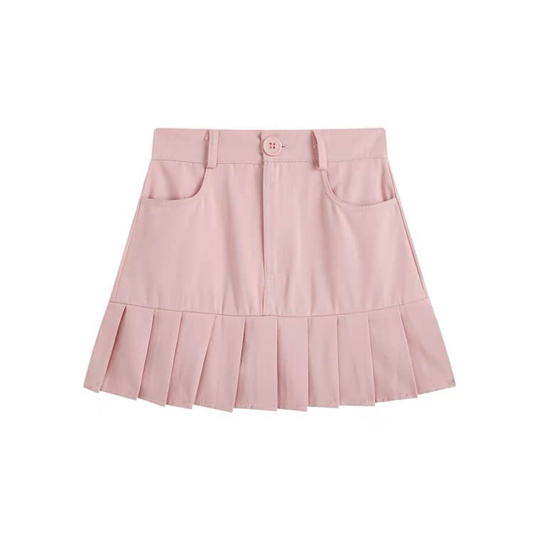 2022 New fashion pink denim pleated skirt BY3094
