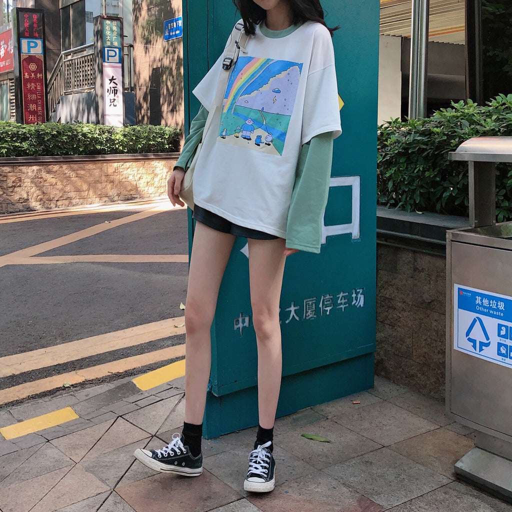 RAINBOW FAKE TWO PIECES SHIRT BY22601