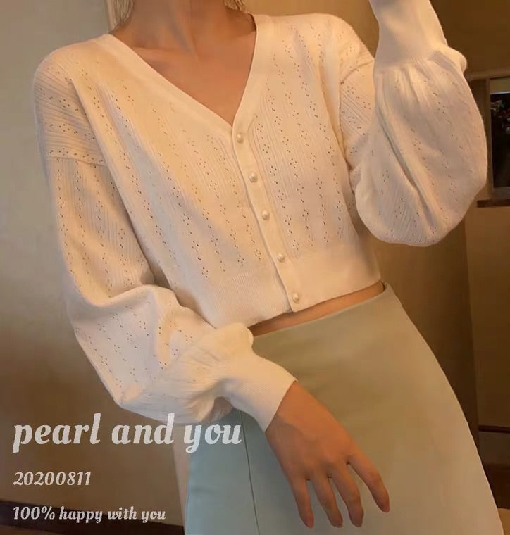 “PEARL AND YOU” WHITE KNIT cardigan BY41111