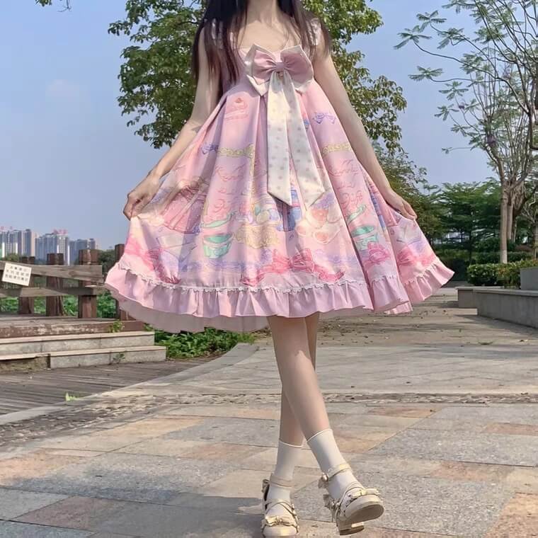 Lolita sweet bow jsk sling princess dress BY1199