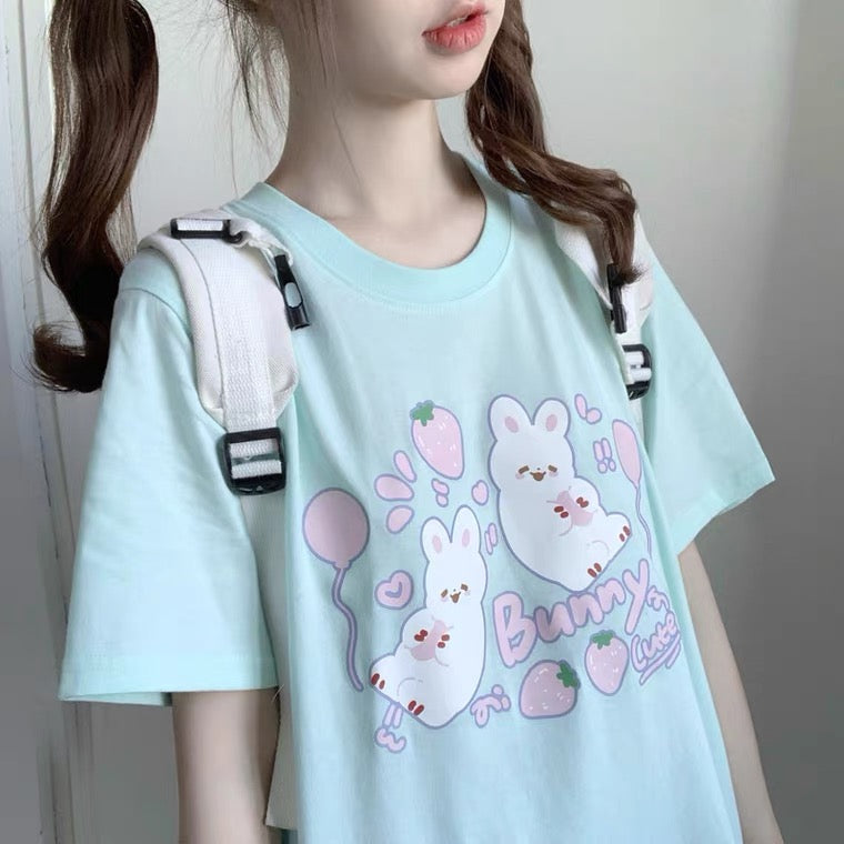 CUTE BUNNY PRINTING OVERSIZE T-SHIRT BY50096
