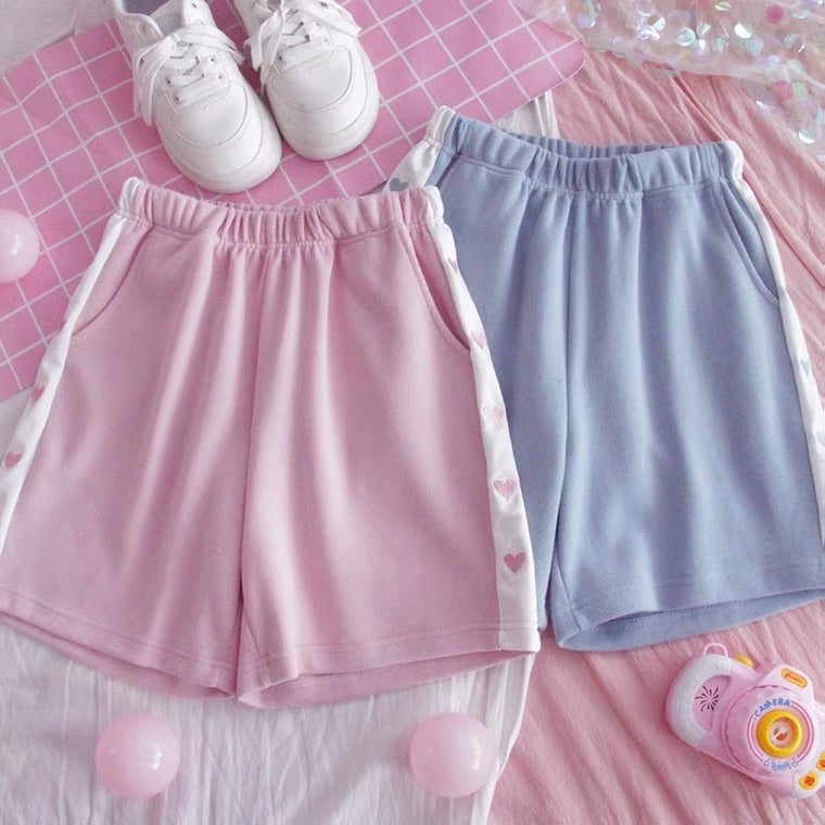 JAPANESE CUTE HEART EMBROIDERY BESTIE SHORTS BY50082