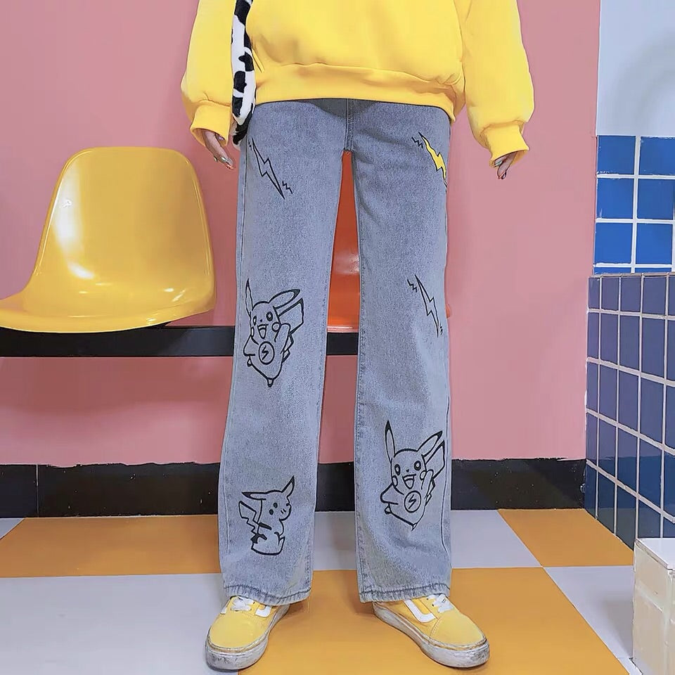 HARAJUKU CARTOON PIKACHU JEANS BY63158