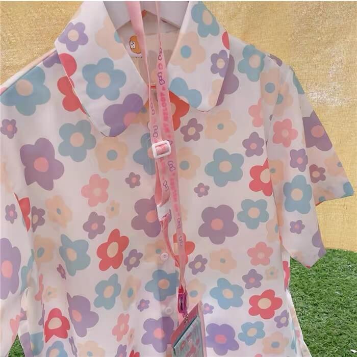 Sweet retro colorful floral shirt BY1191