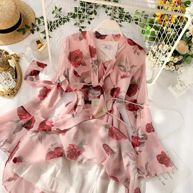 SWEET ROSE PRINT DRESS BY40403