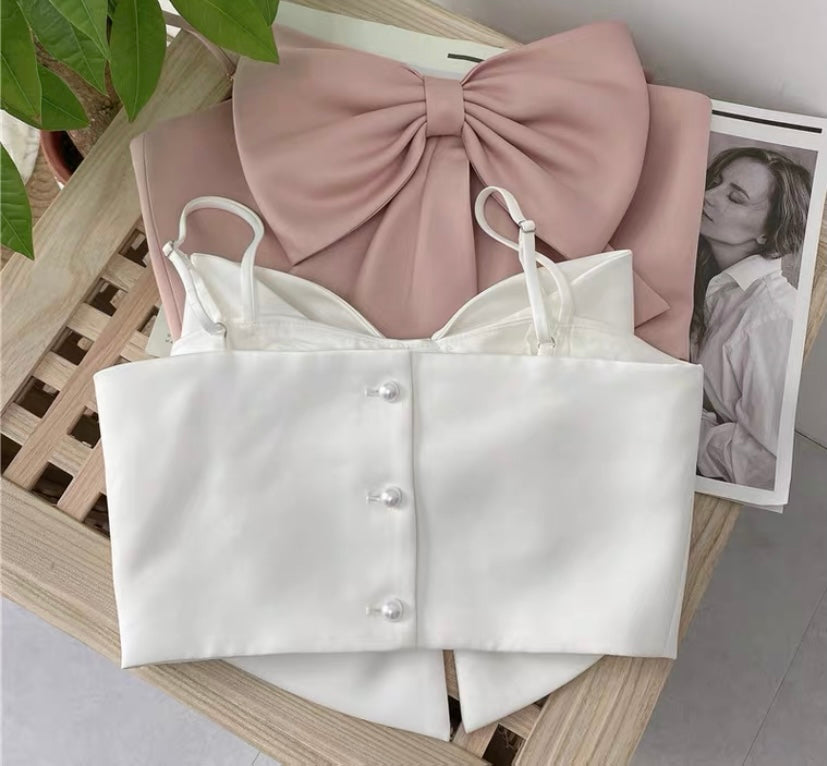 INS FASHION CUTE BOW TUBE TOP BY70088