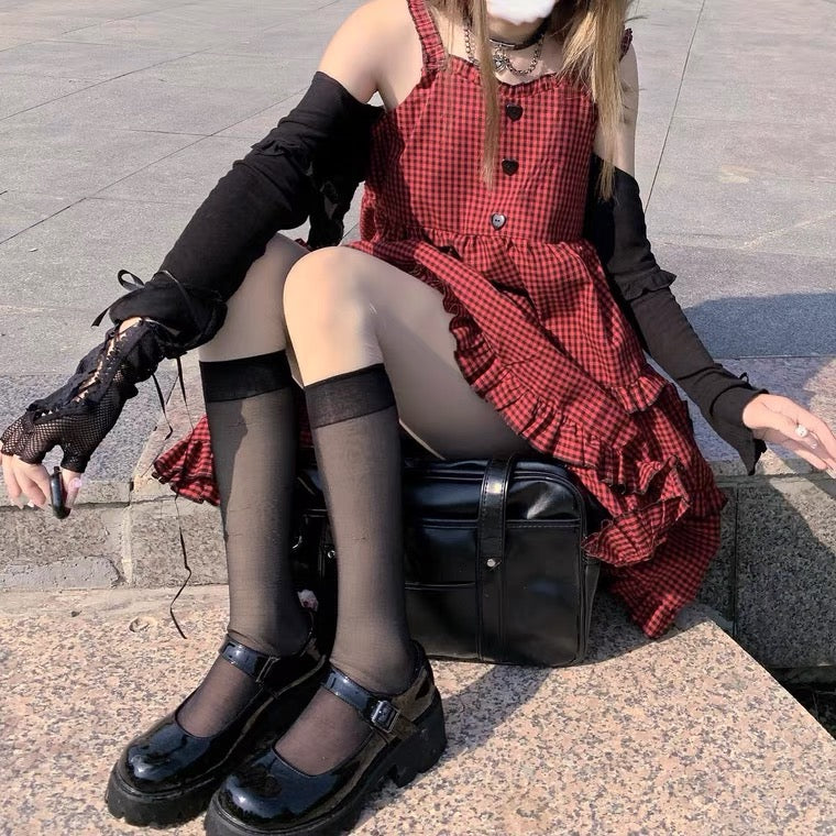 JAPANESE CUTE GIRL PLAID SLING DRESS BY90133