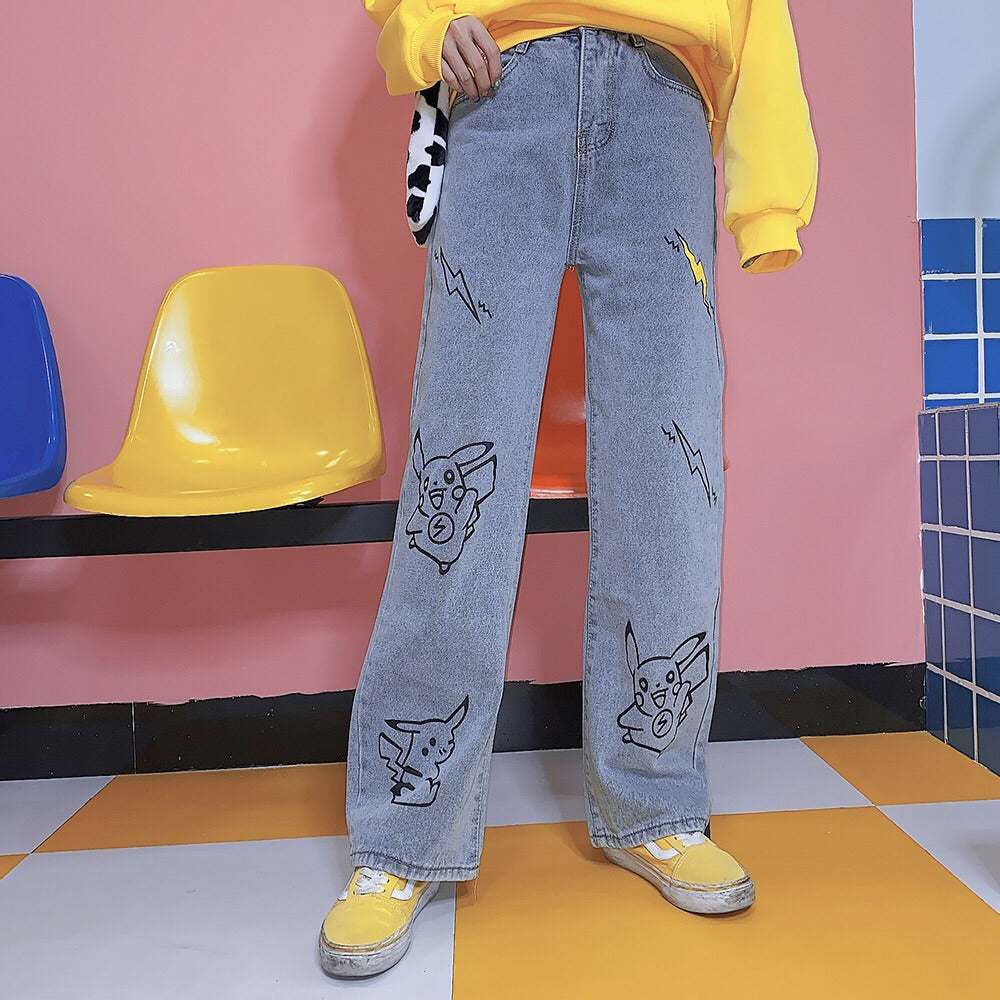 HARAJUKU CARTOON PIKACHU JEANS BY63158