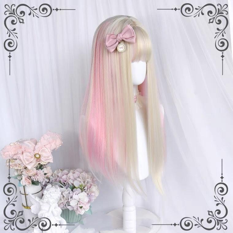 [WHITE PEACH MILK] MIXTURE LONG STRAIGHT WIG BY90142