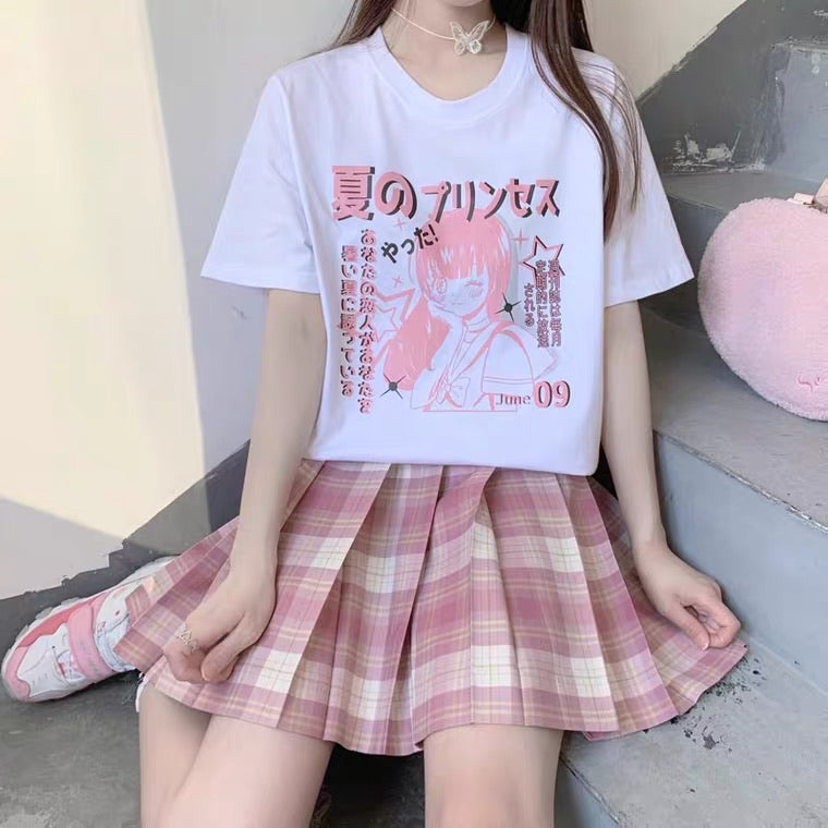 JAPANESE CUTE SOFTGIRL PRINTING OVERSIZE T-SHIRT BY50070