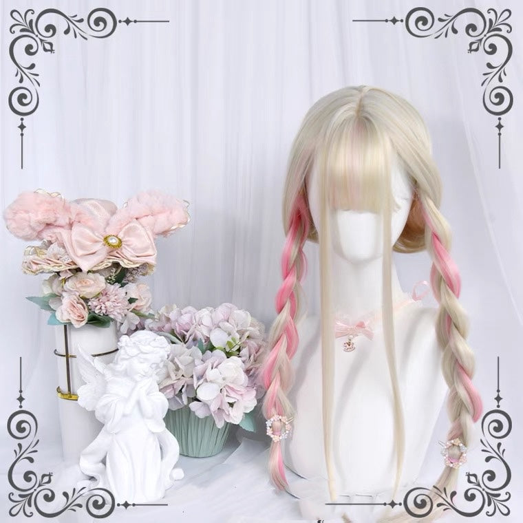 [WHITE PEACH MILK] MIXTURE LONG STRAIGHT WIG BY90142