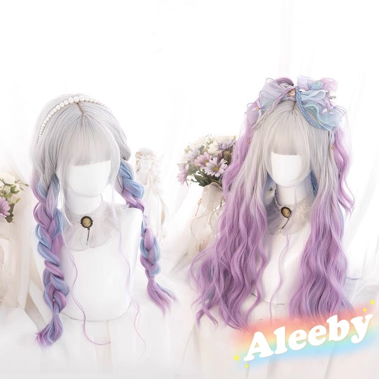 LOLITA GRAY BLUE PURPLE GRADIENT LONG CURLY WIG BY60048