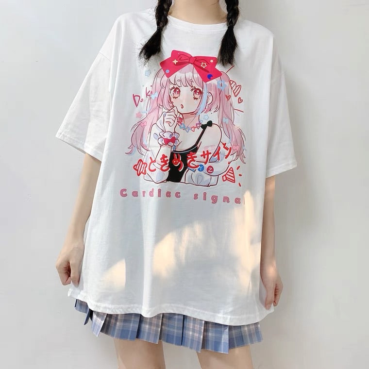 JAPANESE “MANGA GIRL” PASTEL PINK OVERSIZE T-SHIRT BY50060