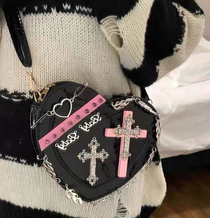 Ins gothic style Y2K heart cross bag BY2099