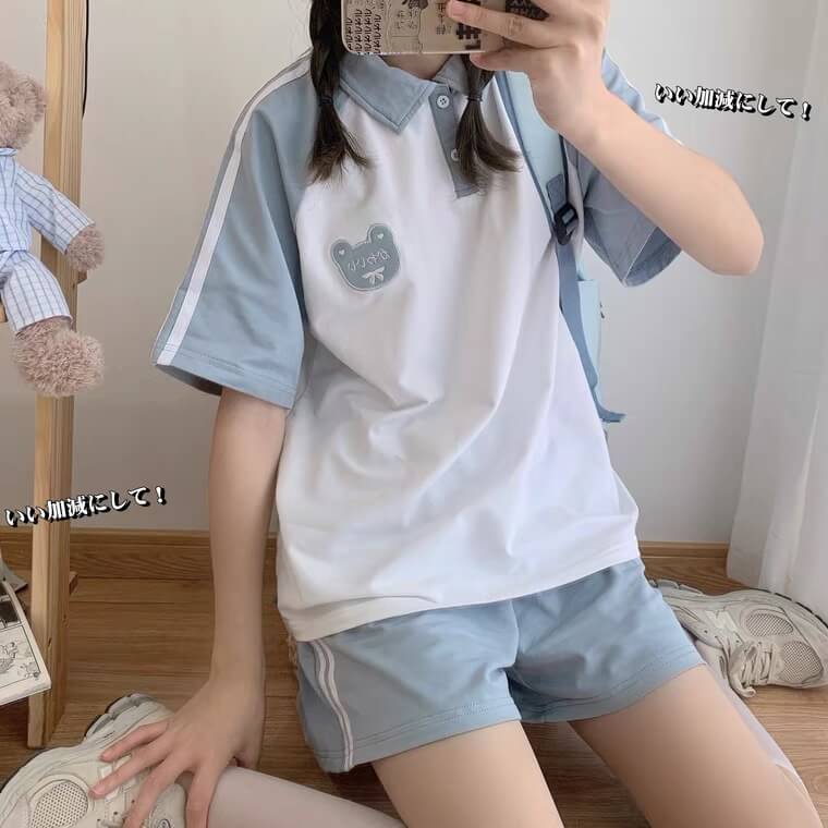Japanese cute bear polo T-shirt & shorts BY6098