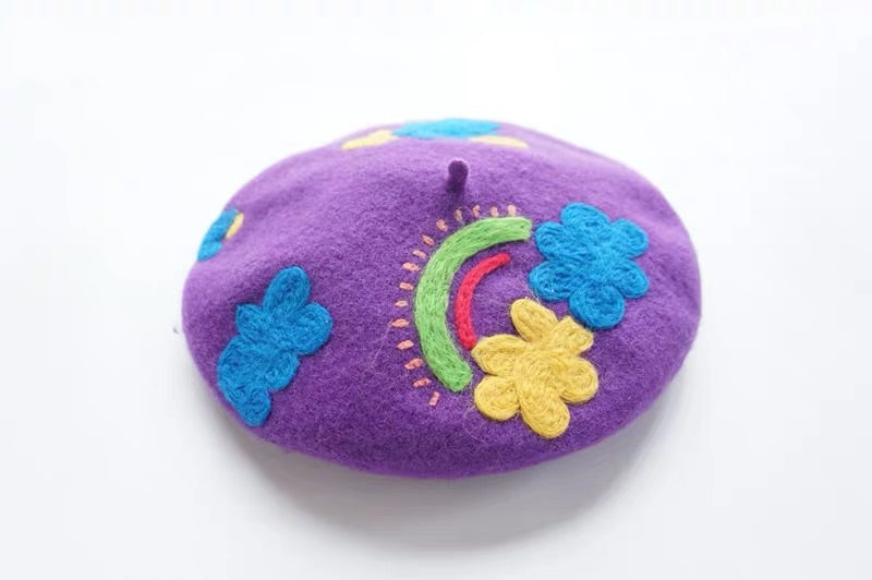 RAINBOW CLOUDS PURPLE BERET BY51100