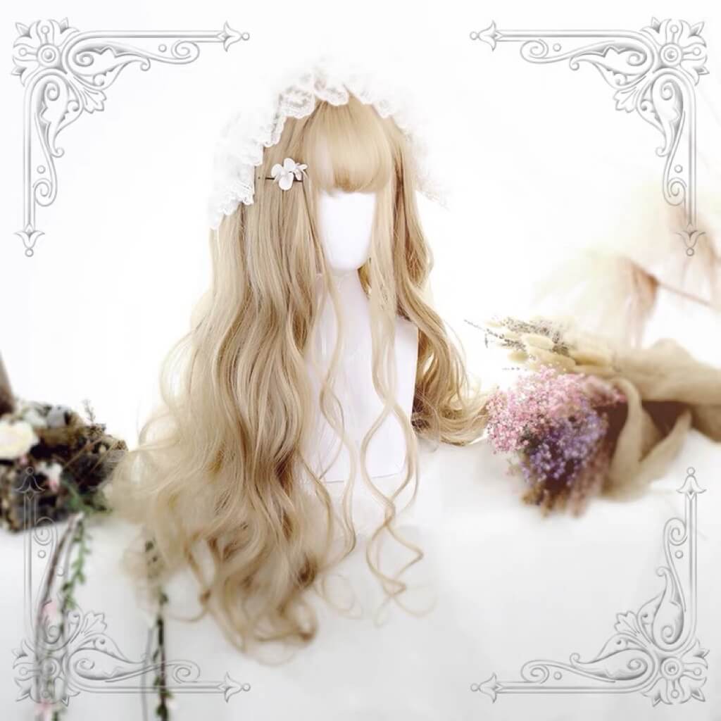 Harajuku Lolita blonde brown long curly wig BY5012