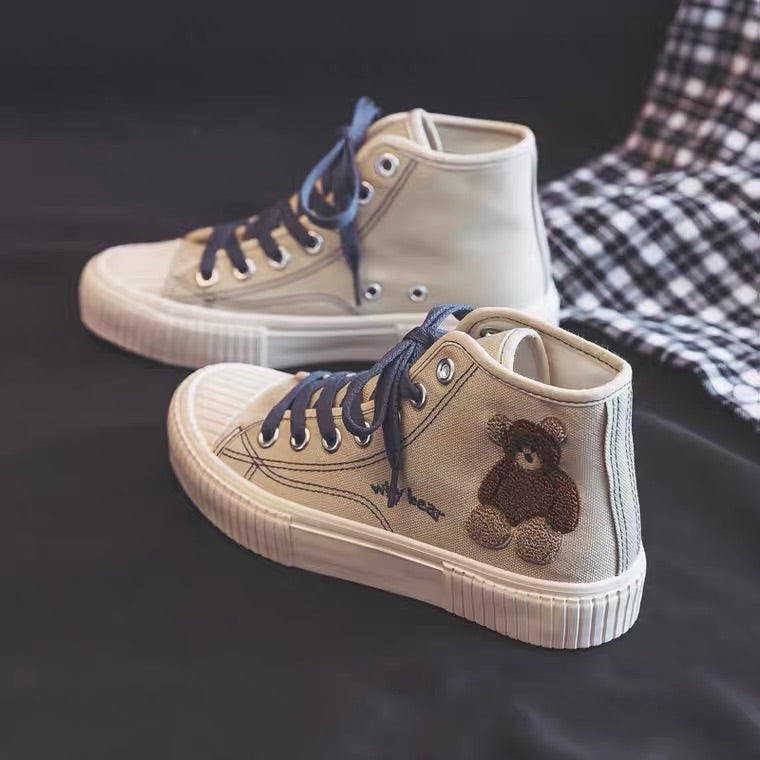 INS ULZZANG CUTE BEAR CANVAS SHOES BY92999